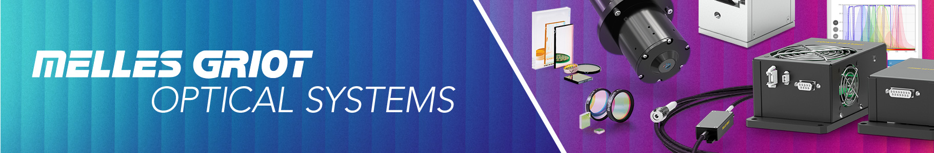 Melles Griot custom optical systems with custom optical lenses, high power laser engine, optical filters, and more.